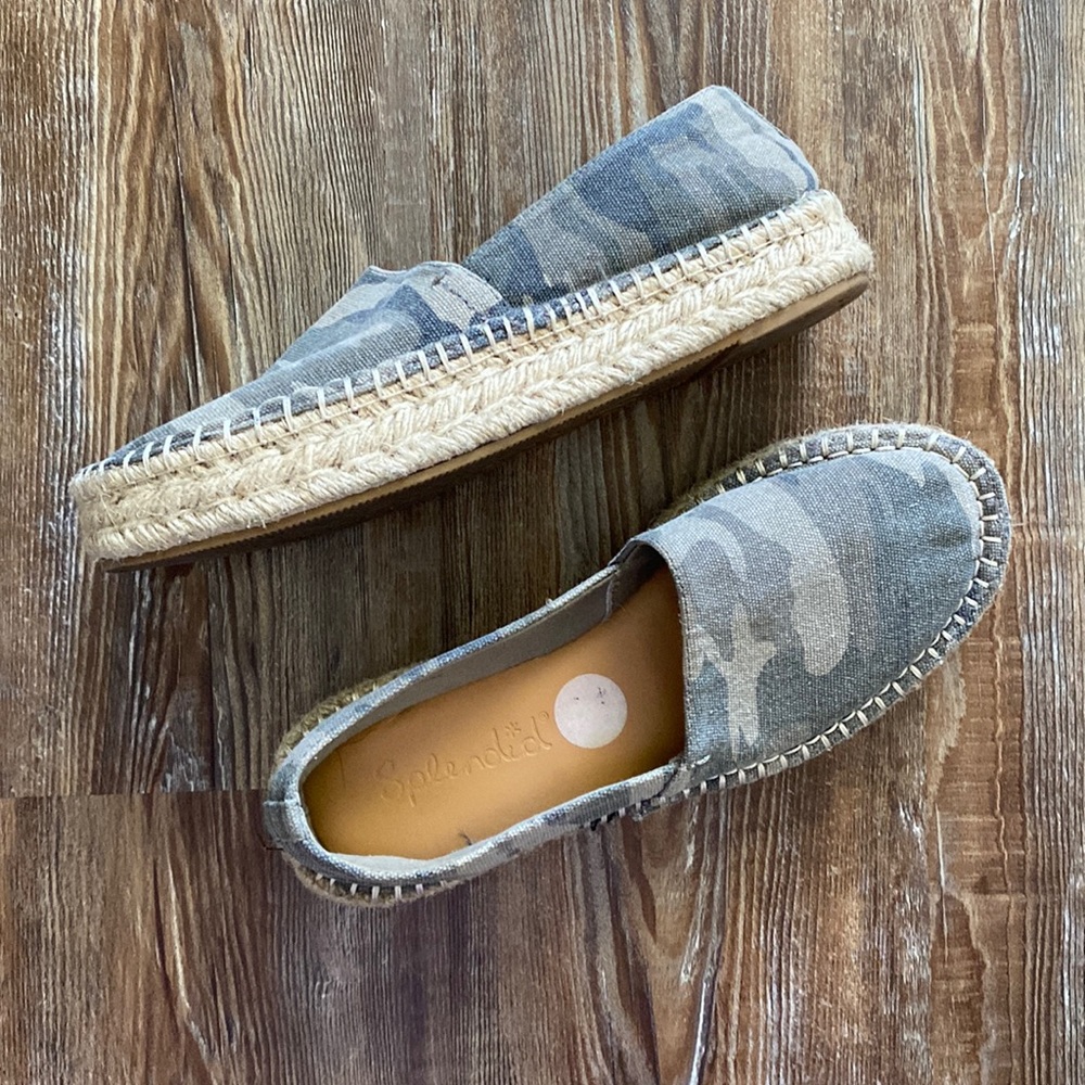 Splendid Laney Green Camo Platform Espadrilles Casual Slip Ons